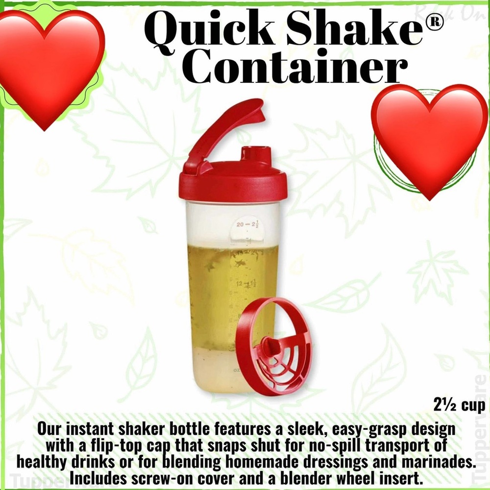 Tupperware Quick Shake Container - clear with red cover